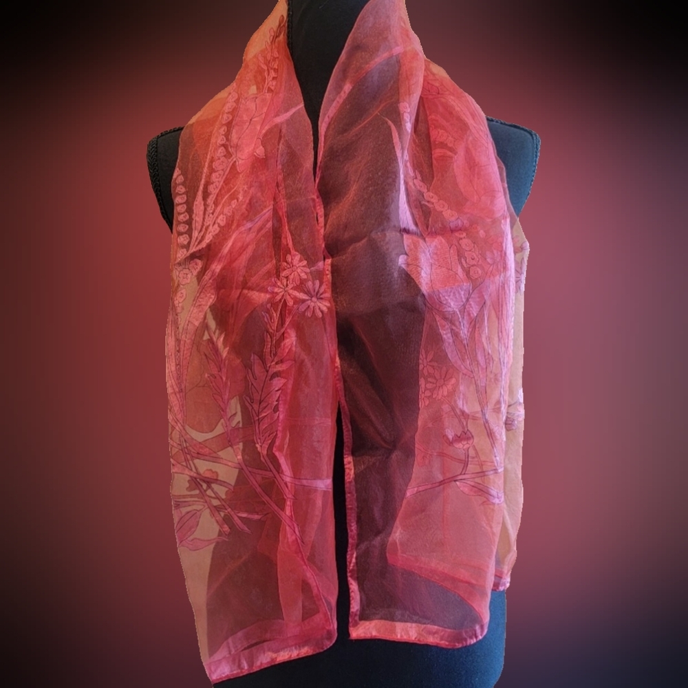 Vintage Women's Italian Red Floral Scarf
